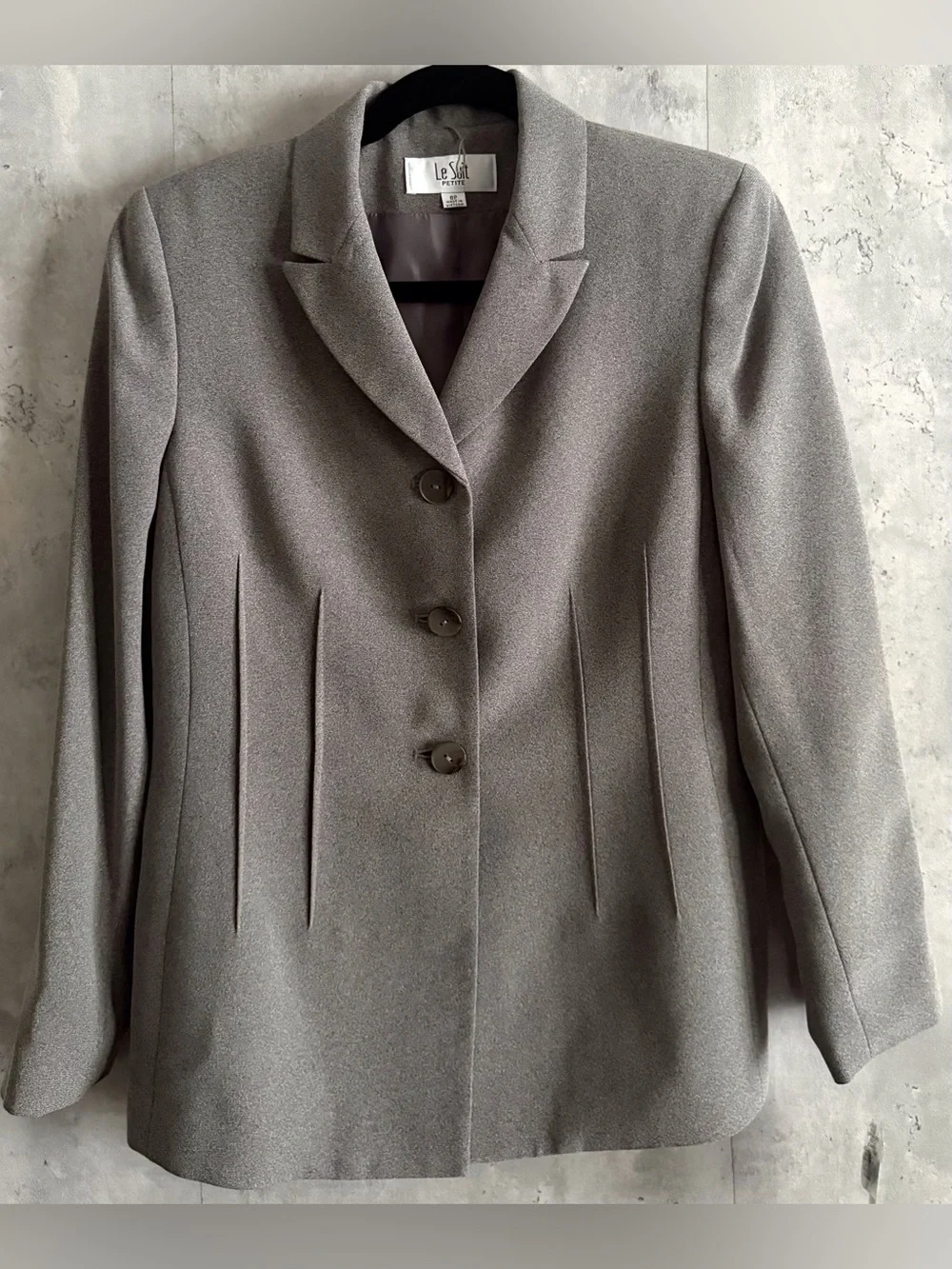 NWT Le Suit 2-Piece Skirt Suit Set Gray Tailored Blazer Office Work Career 8P